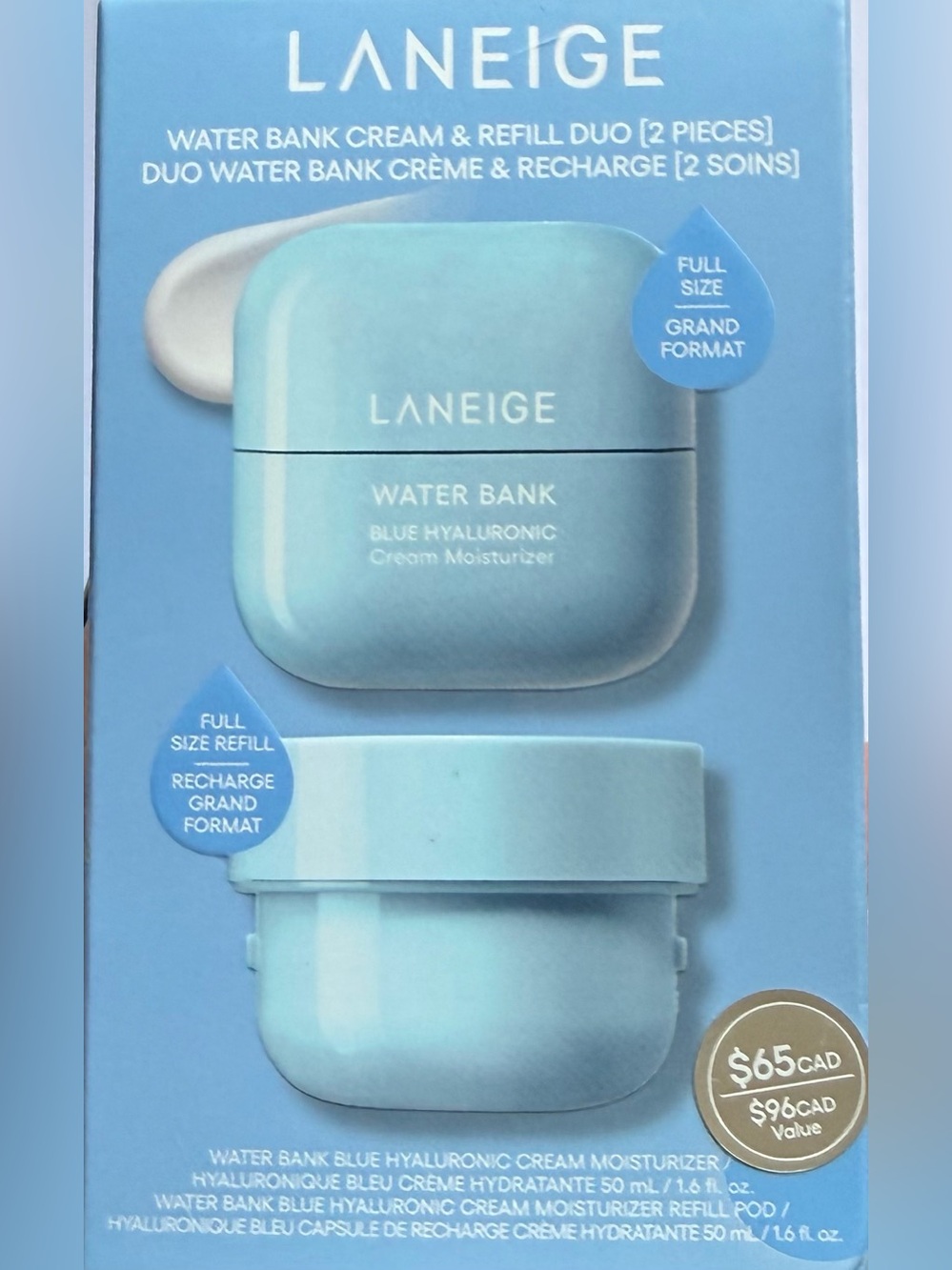 LANEIGE Water Bank Blue Hyaluronic Cream Moisturizer - Light Blue